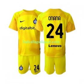 Jalkapallo Pelipaidat/Peliasut Inter Milan Andre Onana 24 Maalivahti Lasten Vieraspaita 2022-2023 Lyhythihainen